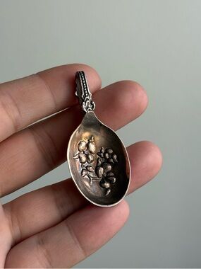 British Columbia Dogwood Plant Pendant Keychain Recycled Vintage Cutlery